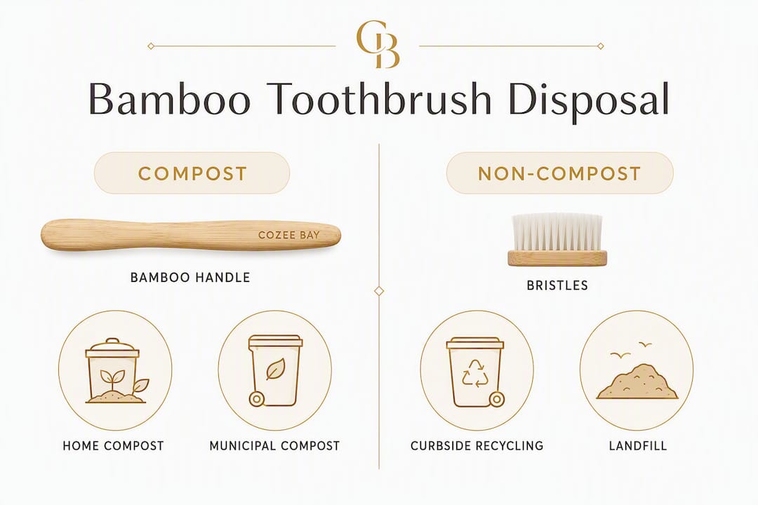 Infographic comparing bamboo toothbrush disposal methods