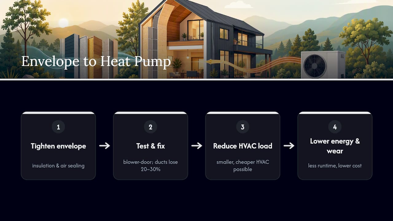 Diagram showing insulation and heat pump synergy