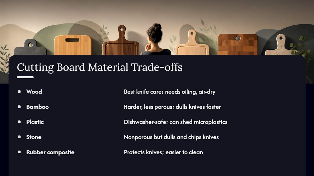 Comparison chart of cutting board materials