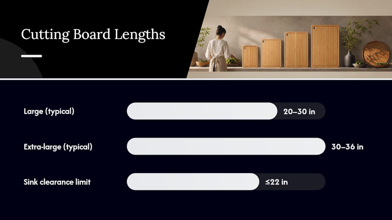 Size comparison diagram of large and extra-large bamboo cutting boards