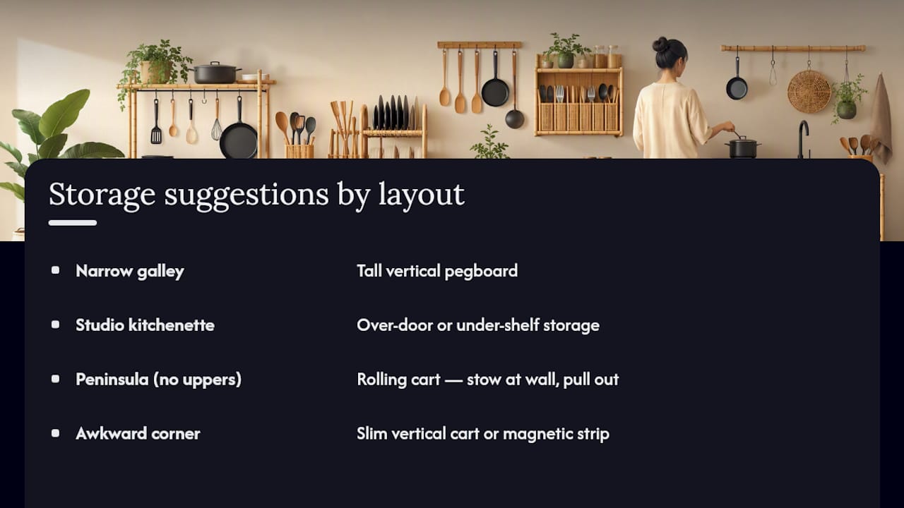 Storage solutions matched to kitchen layouts