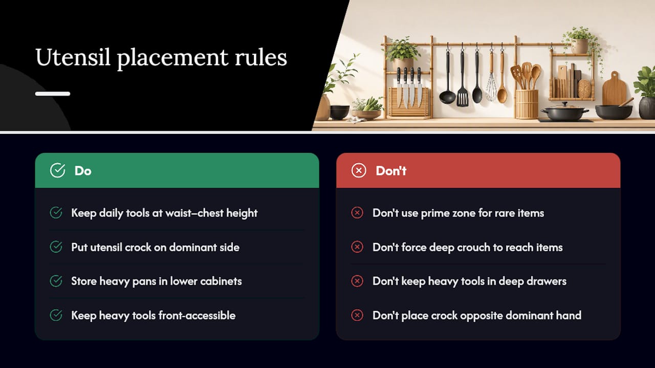 How Do You Arrange Utensils to Reduce Reaching and Bending? — overview diagram