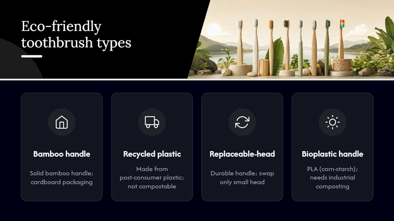 Four eco-friendly toothbrush categories compared