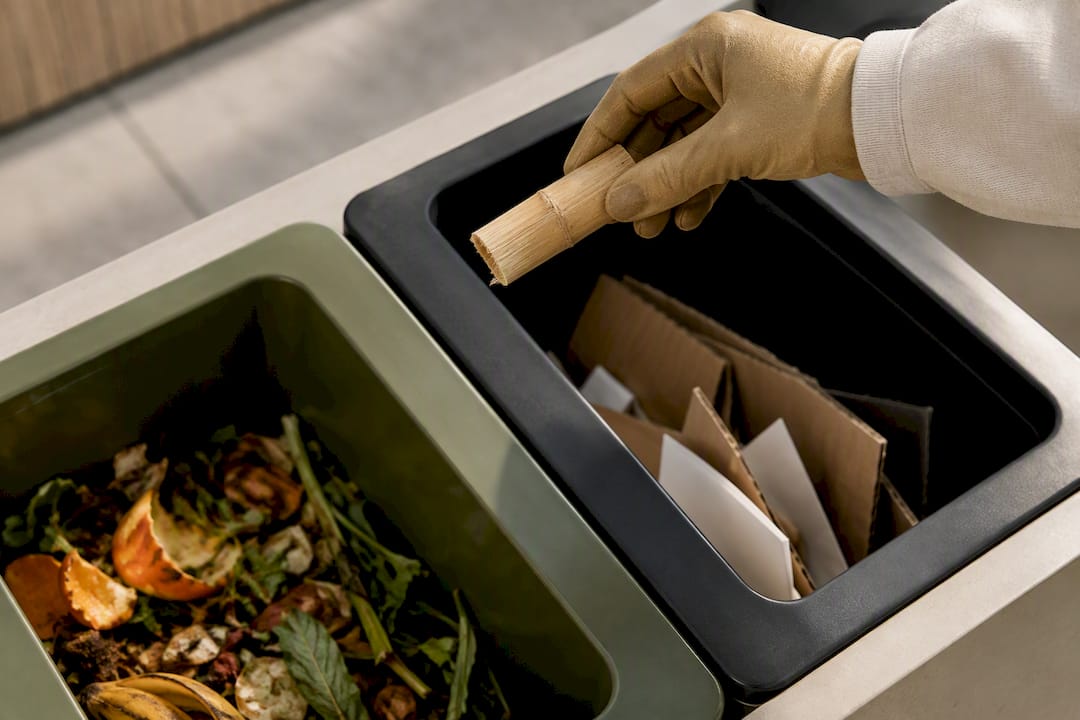 Bamboo material checked at recycling containers