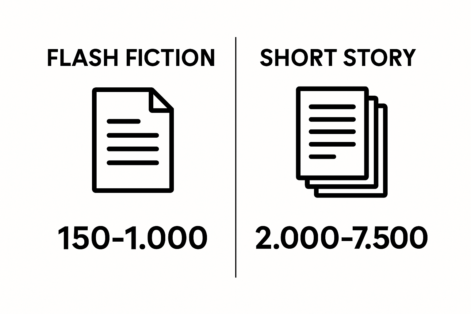 Infographic comparing flash fiction and short story word counts