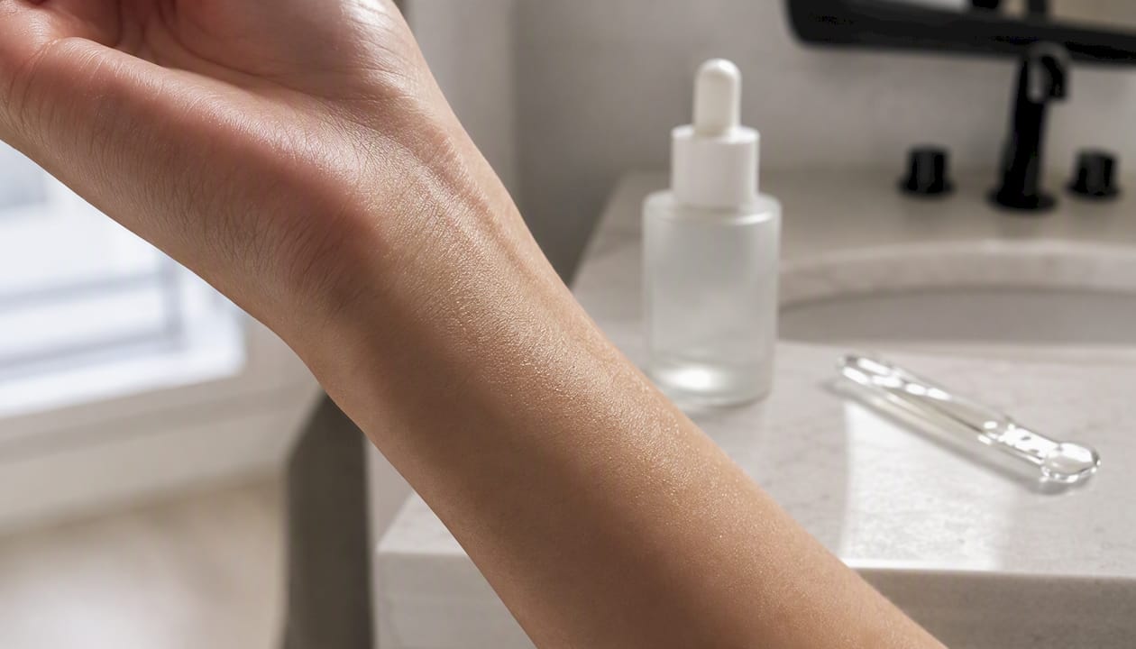 Gros plan d'une peau hydratée et bien entretenue