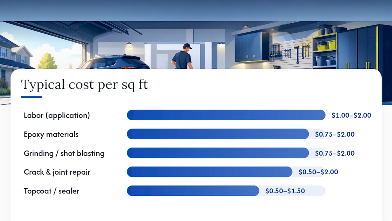 Cost breakdown of garage epoxy installation per square foot