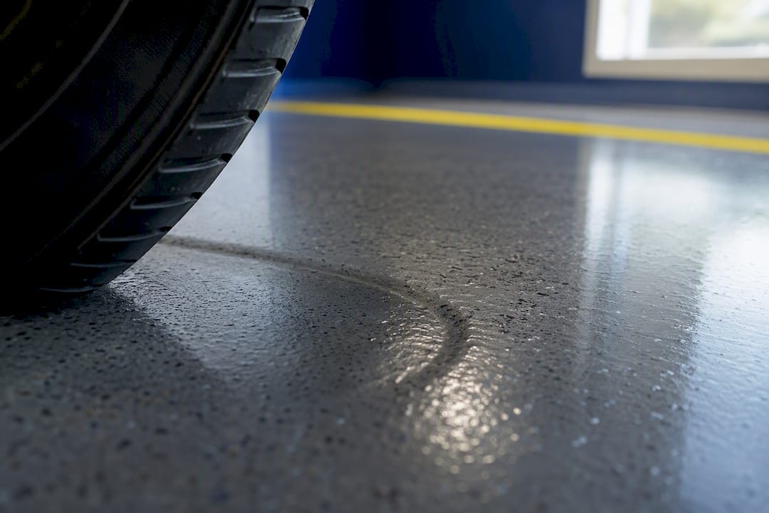 Tire divot in under-cured epoxy coating