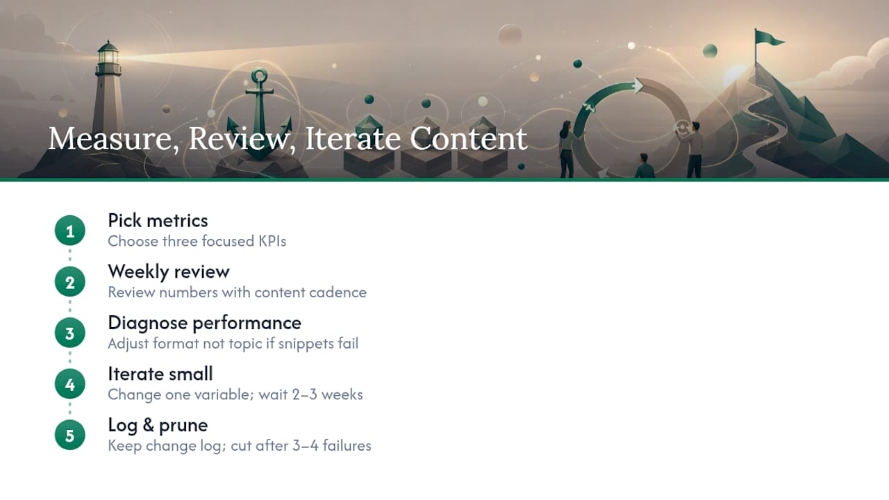 Measuring Content Performance and Iterating the Calendar — overview diagram