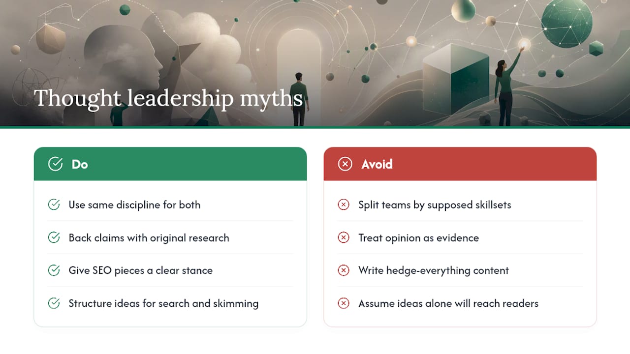 Common Misconceptions About Thought Leadership vs. SEO — overview diagram
