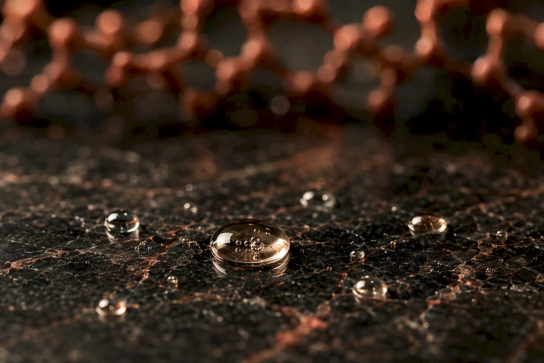Macro peptide solution droplets on glass