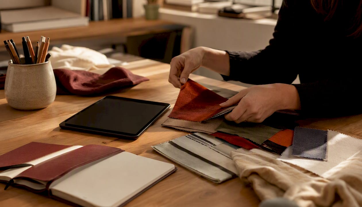 Designer capturing decisions at desk