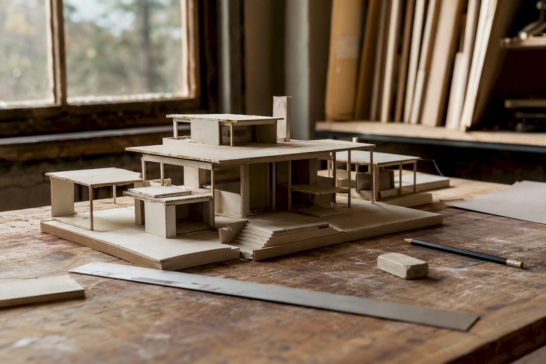 Unfinished architectural model and tools