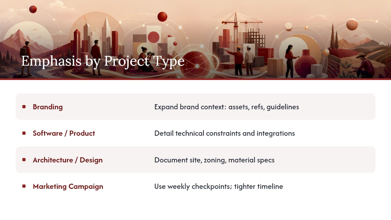 Tailoring the Brief to Different Project Types — overview diagram
