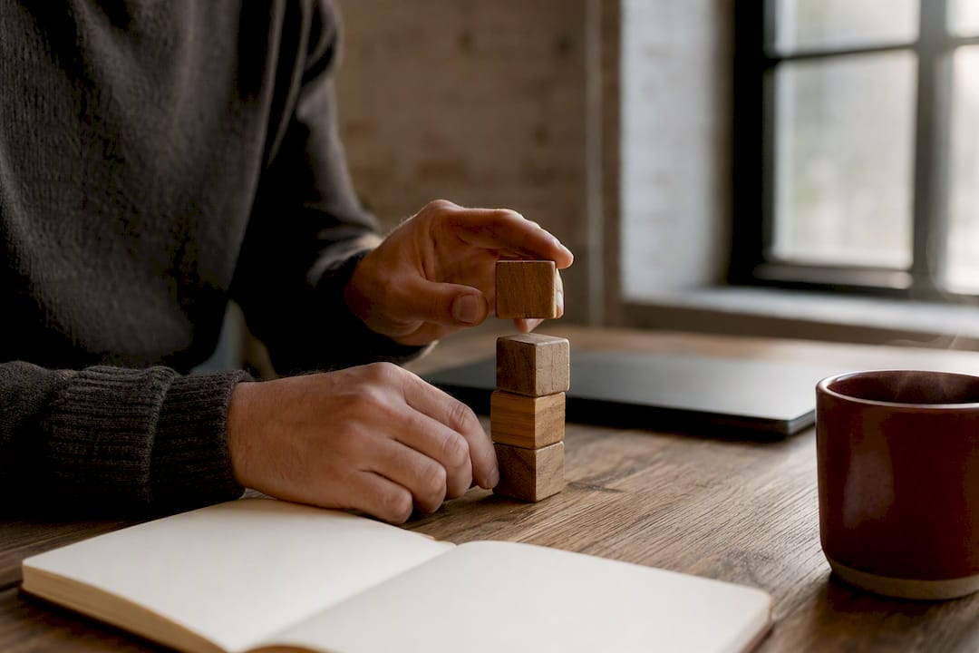 Hands assembling design decision tokens