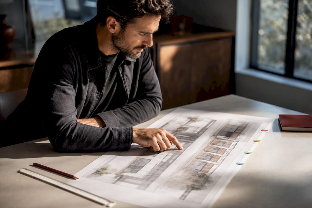 Design lead reviewing architectural feedback