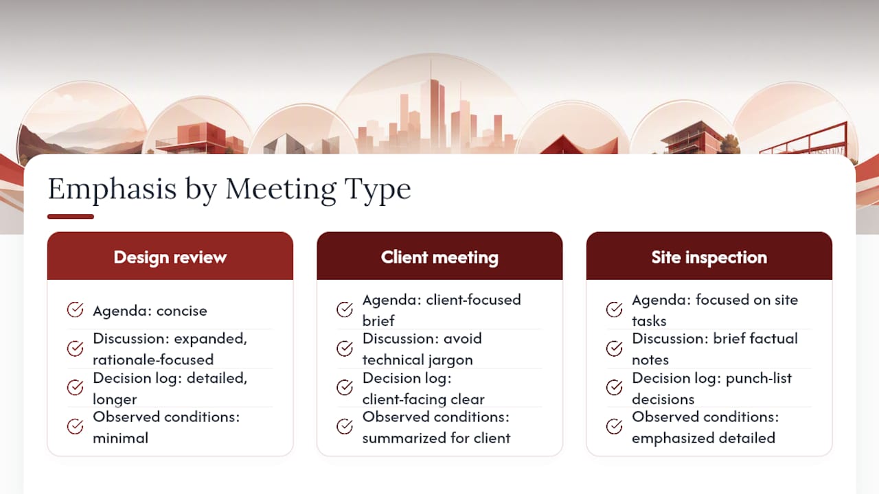 Three meeting types sharing one flexible template