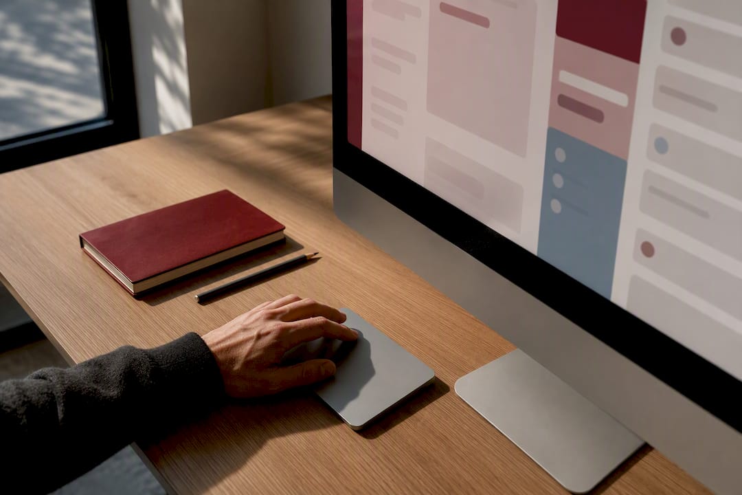 Designer reviewing interface feedback on screen