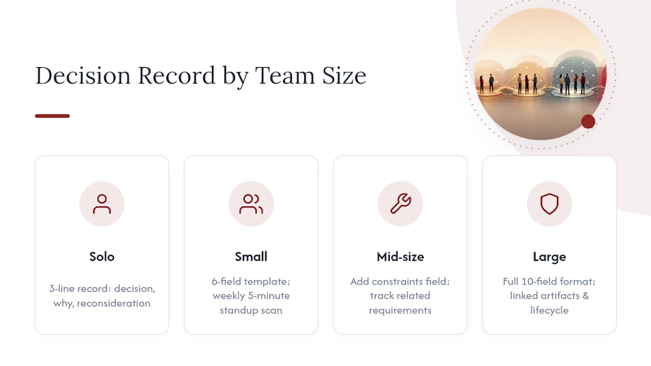 Decision matrix formats by team size