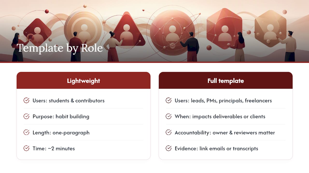 Decision memo templates matched to team roles