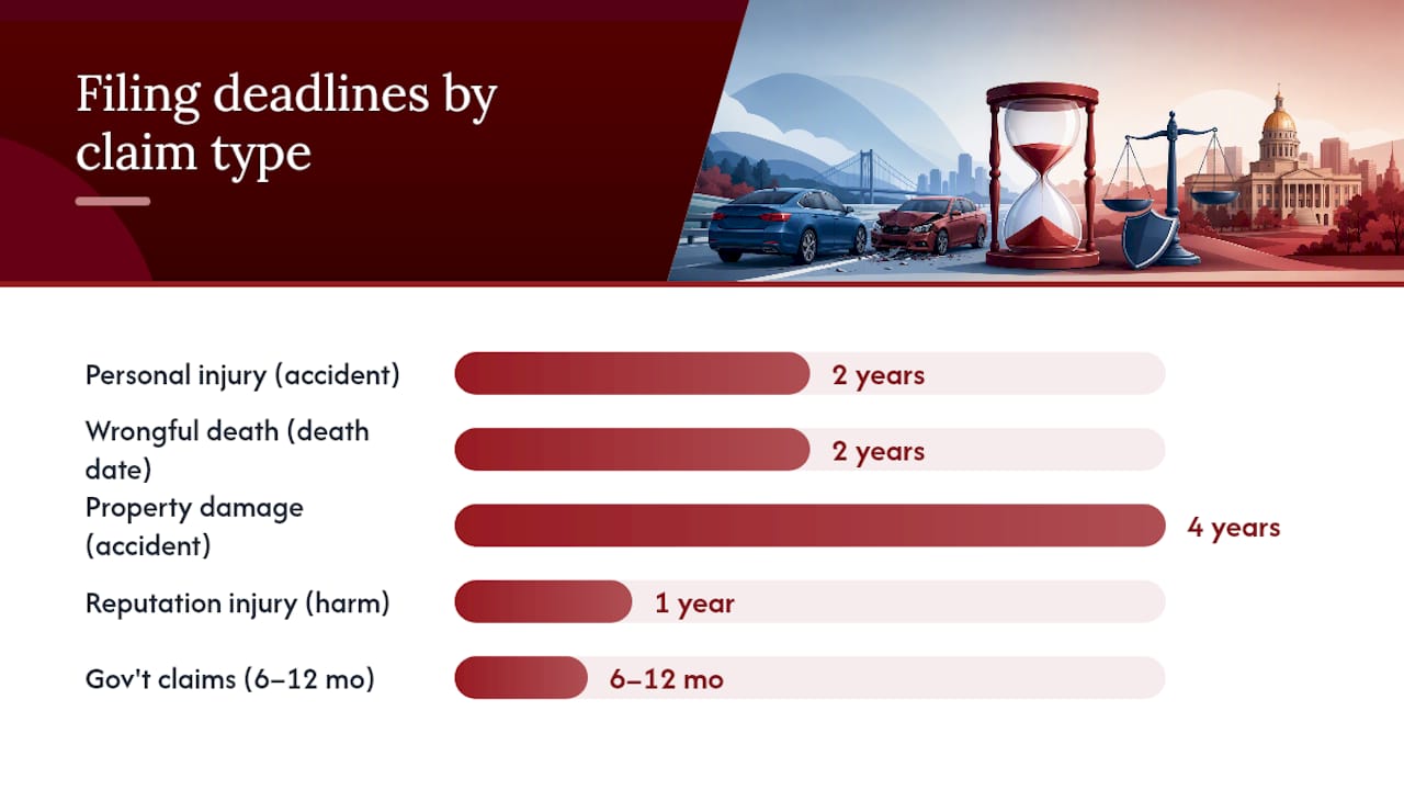 Chart of Georgia car accident claim deadlines