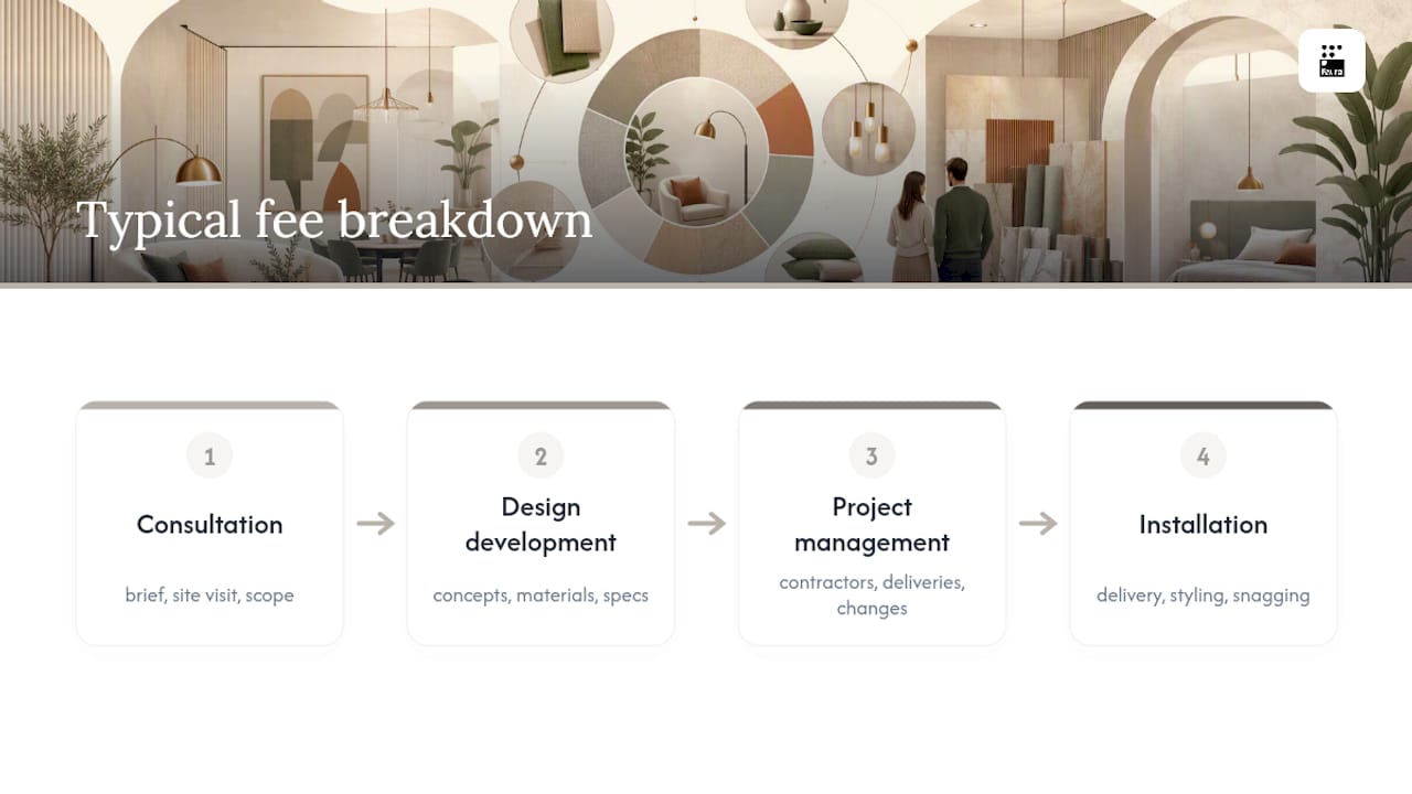 Diagram of interior design fee breakdown categories