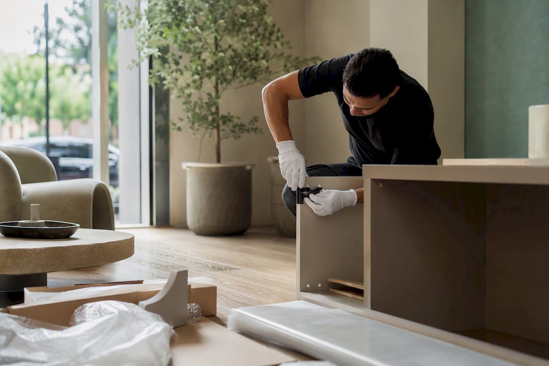 White glove delivery assembling furniture indoors