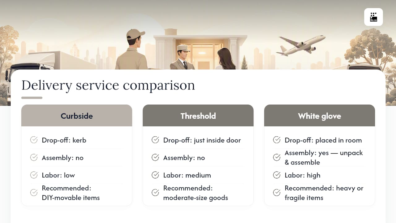 Comparison diagram of delivery service types
