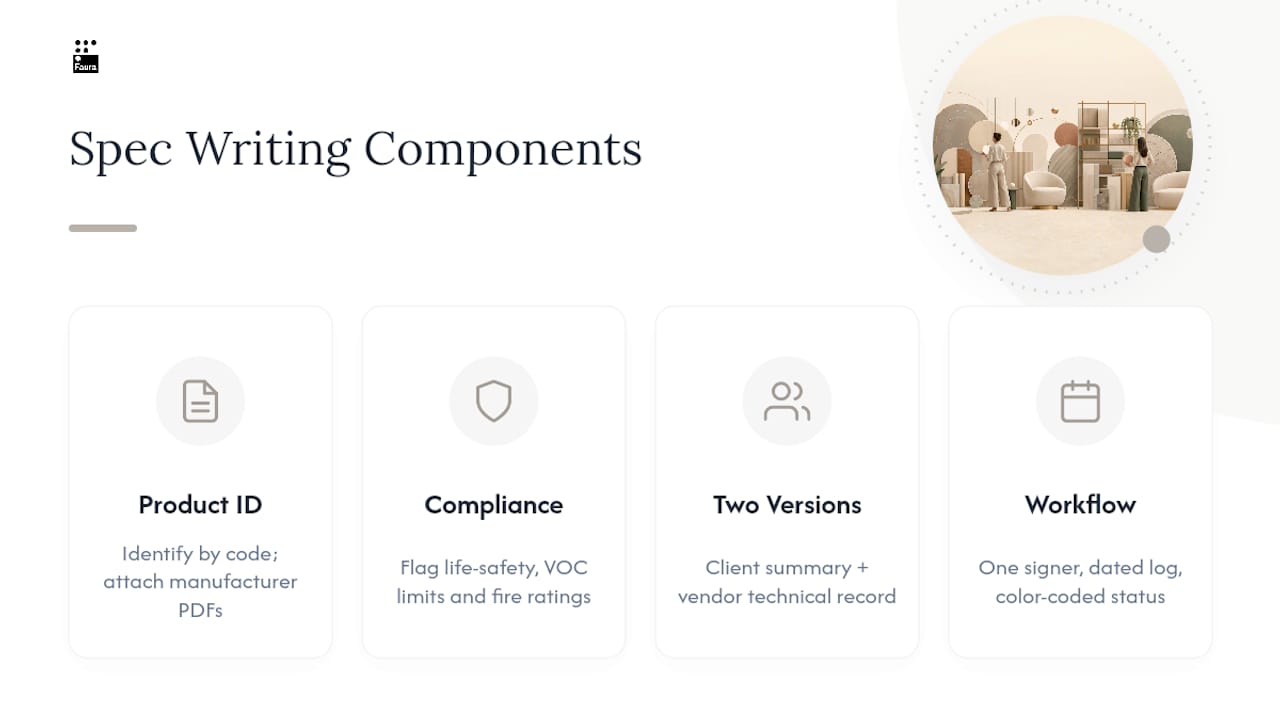 Diagram of specification writing workflow and components