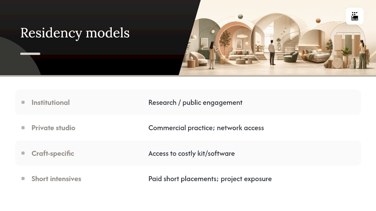 Comparison diagram of interior design residency models