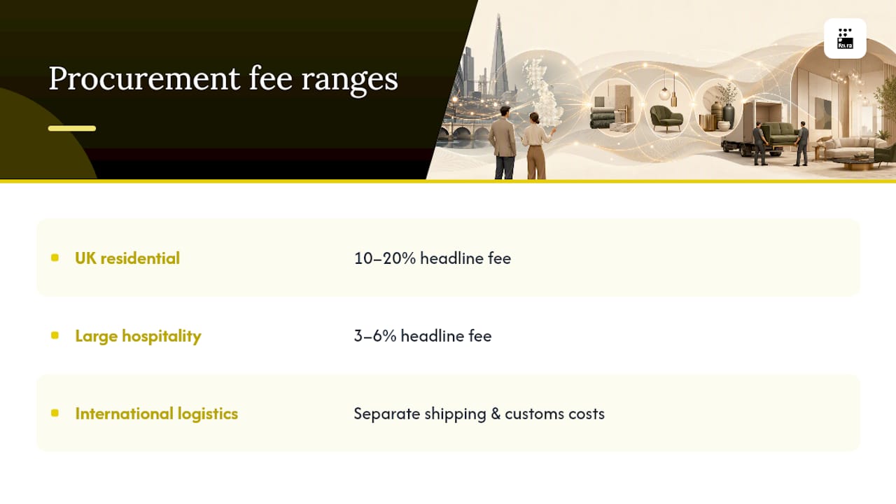 Comparison of interior procurement fee ranges