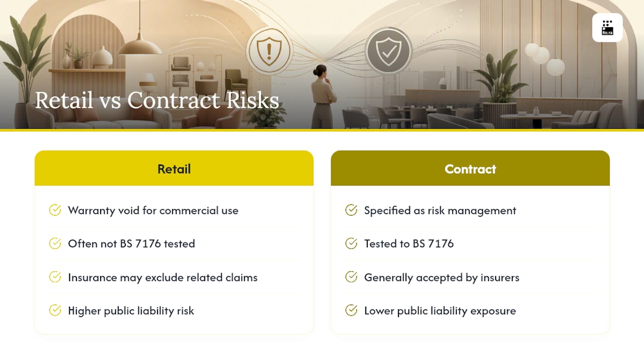 What liability risks come with using retail furniture commercially? — overview diagram