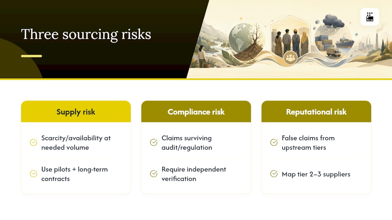Three-category sustainable sourcing risk framework