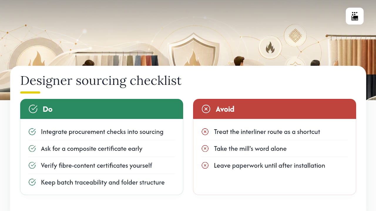 Faura's view on compliant sourcing for designers — overview diagram