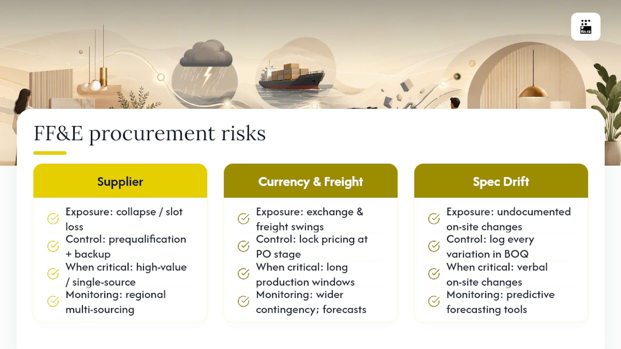 Risk management strategies specific to FFE procurement — overview diagram