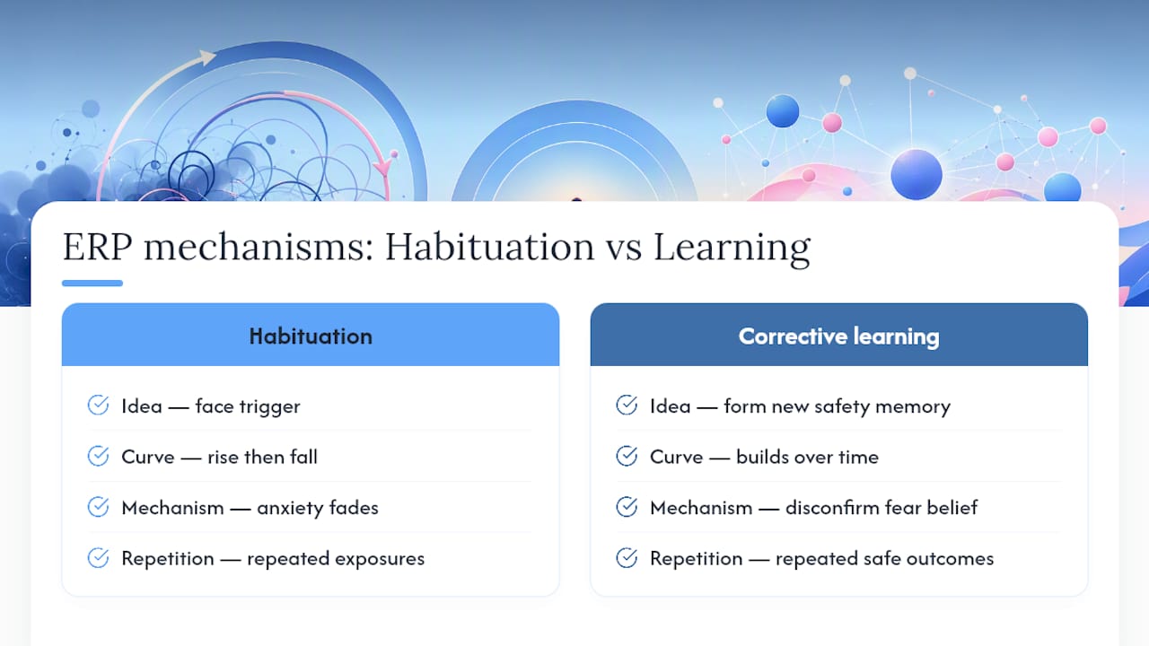 Diagram comparing habituation and corrective learning