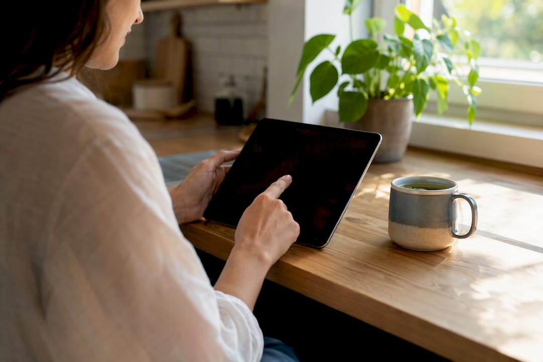 Hands tracking mental health habits in journal