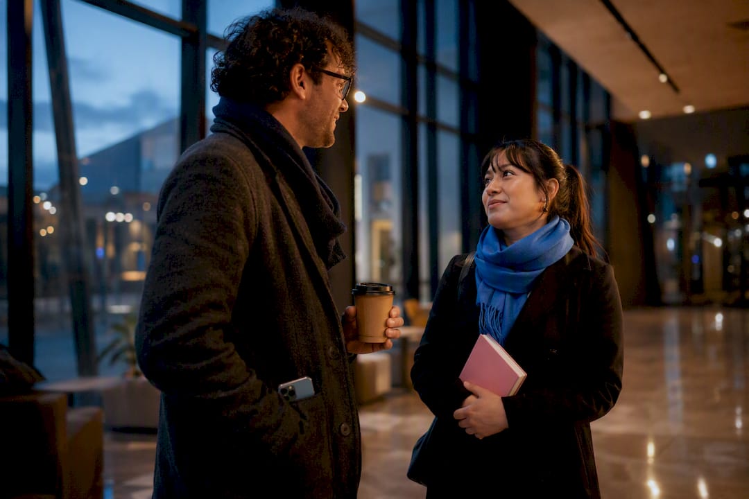 Adult initiating conversation with an unfamiliar person