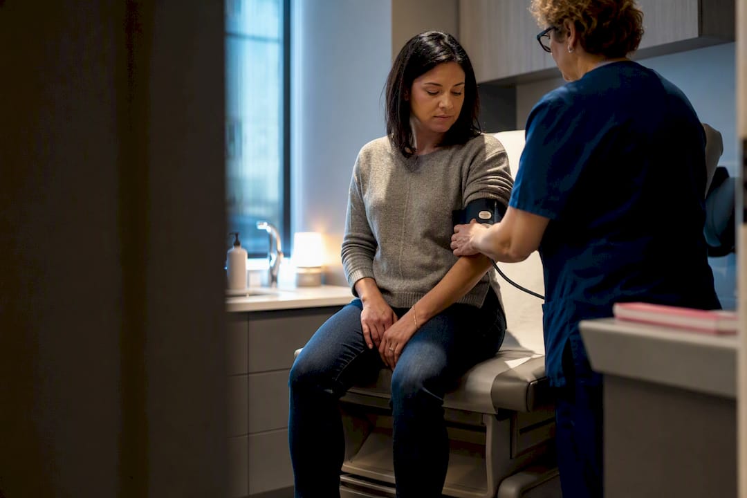Anxious patient preparing for medical check