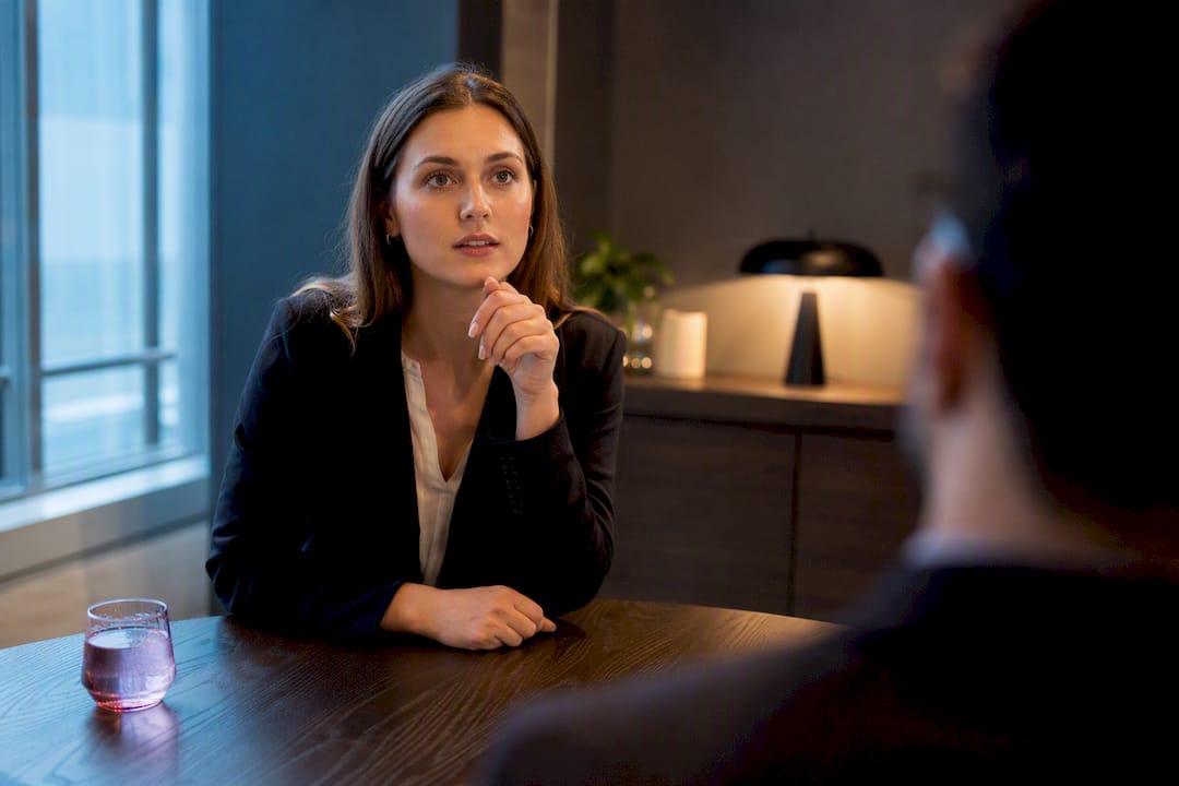 Candidate pausing during anxious interview