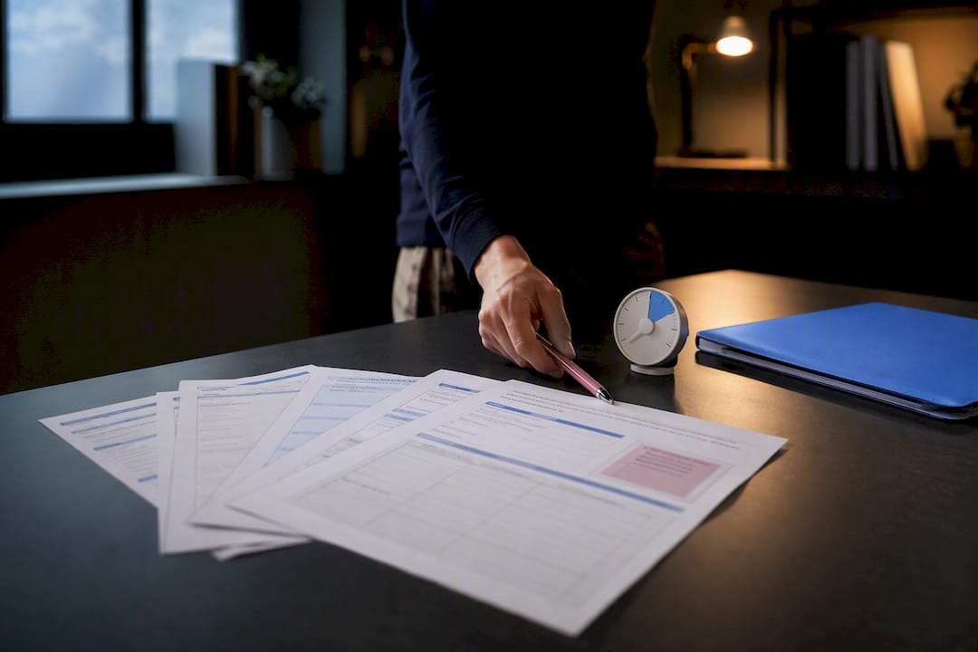 CBT worksheets arranged on a therapist table