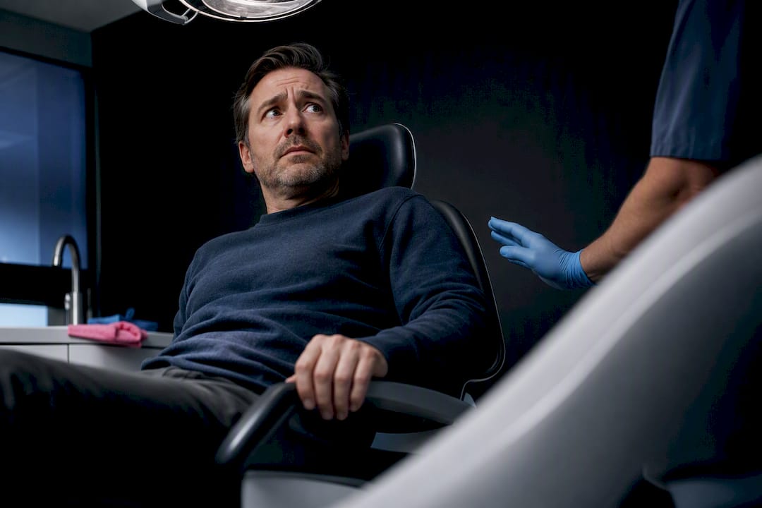 Anxious adult preparing for dental appointment