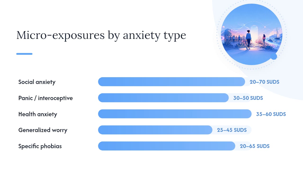 Anxiety types with exposure SUDS ranges