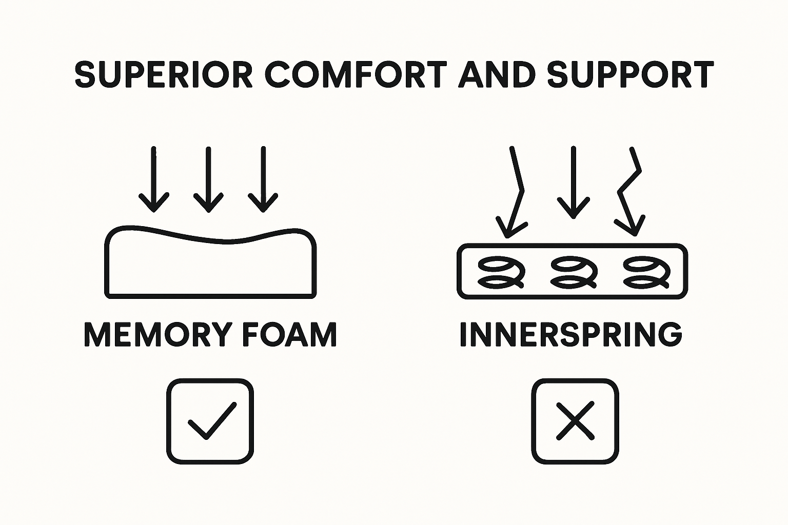 Infographic compares memory foam to innerspring mattresses for support outdoors