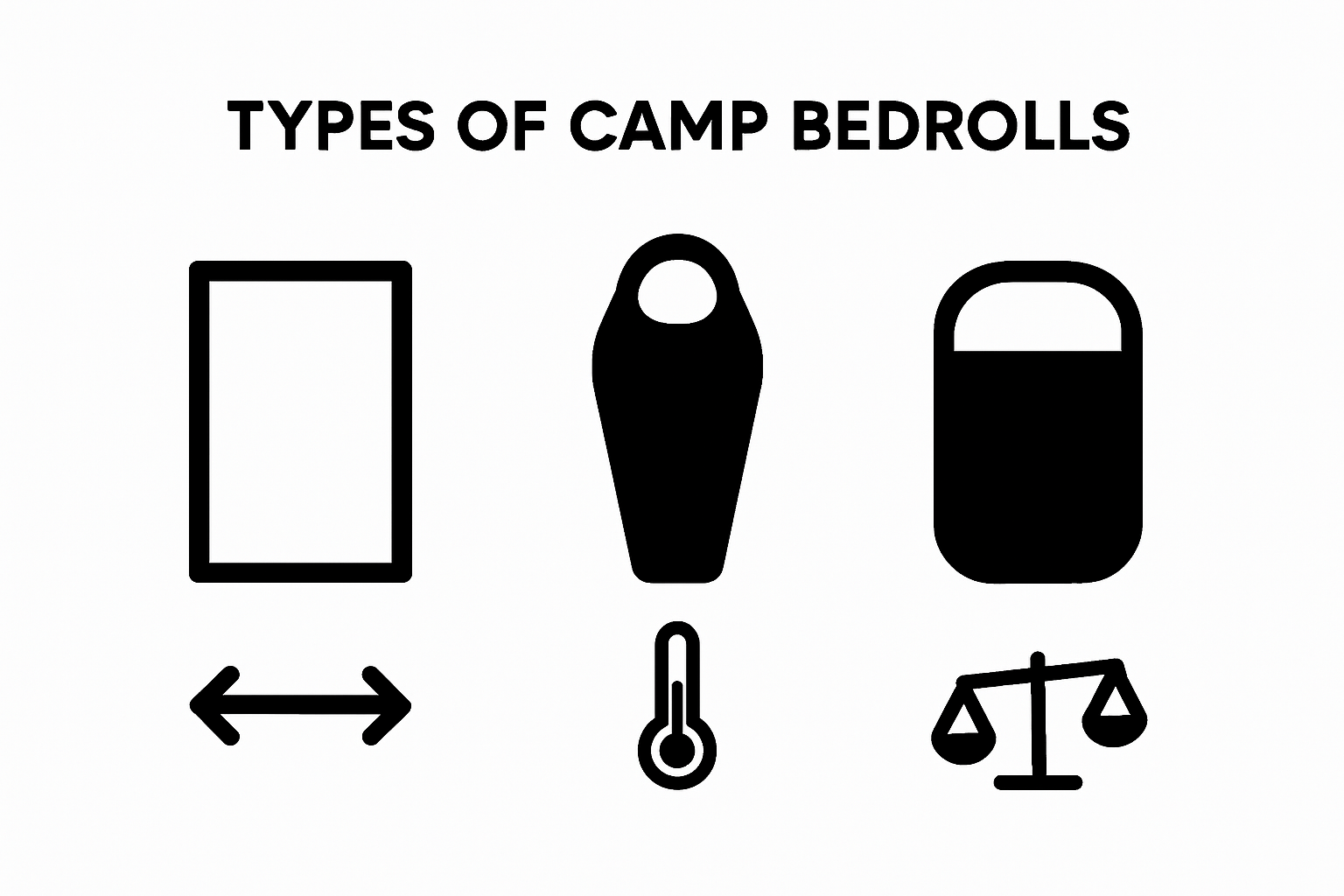 Infographic comparing three main camp bedroll types