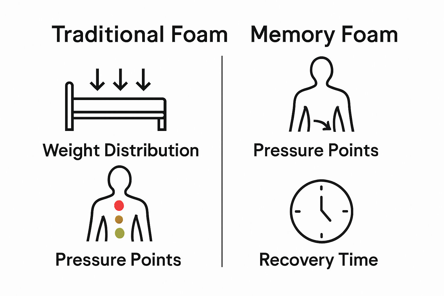 Infographic comparing traditional foam and memory foam features