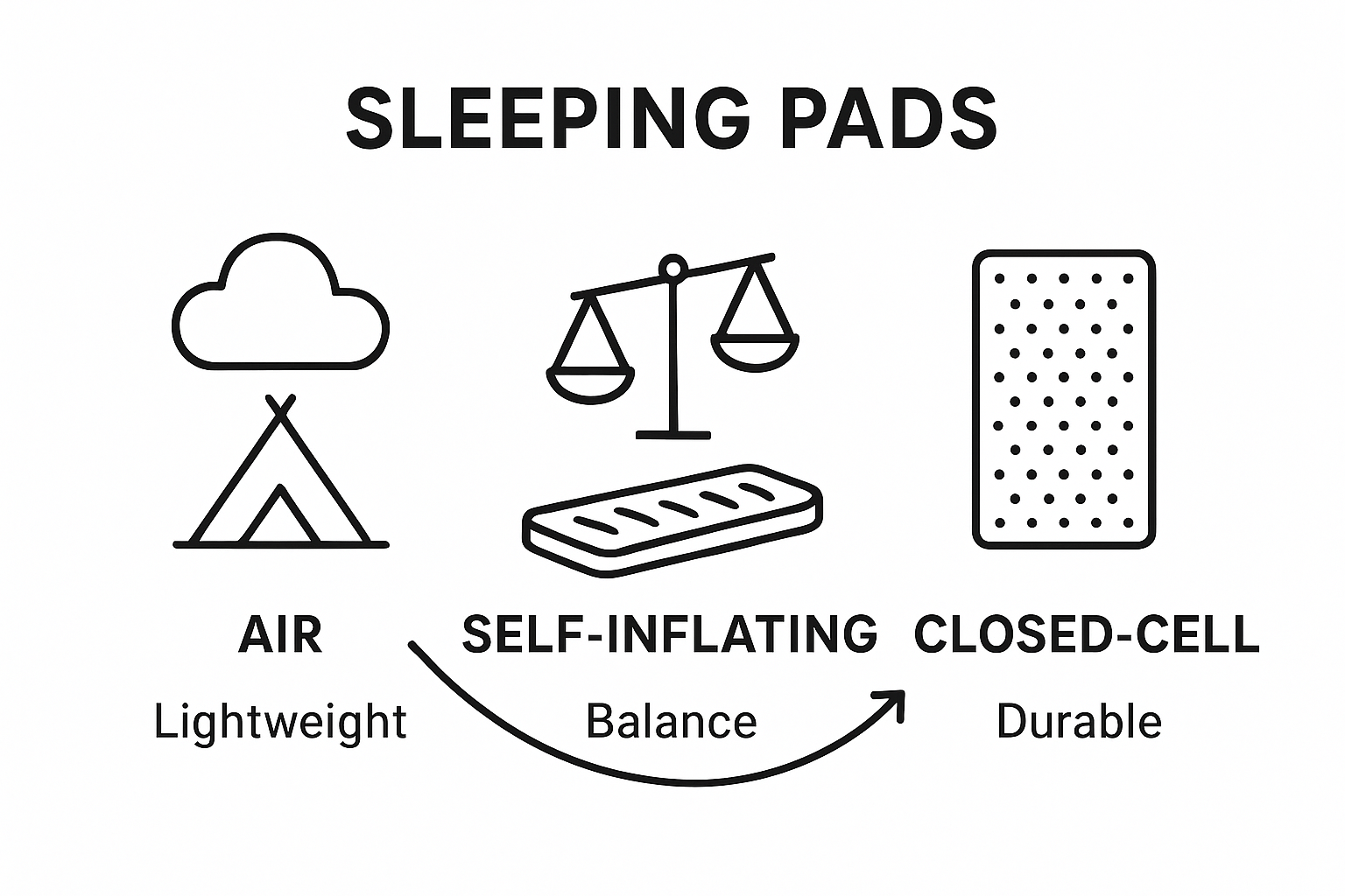 Simple comparison of air, self-inflating, and foam camping mattresses