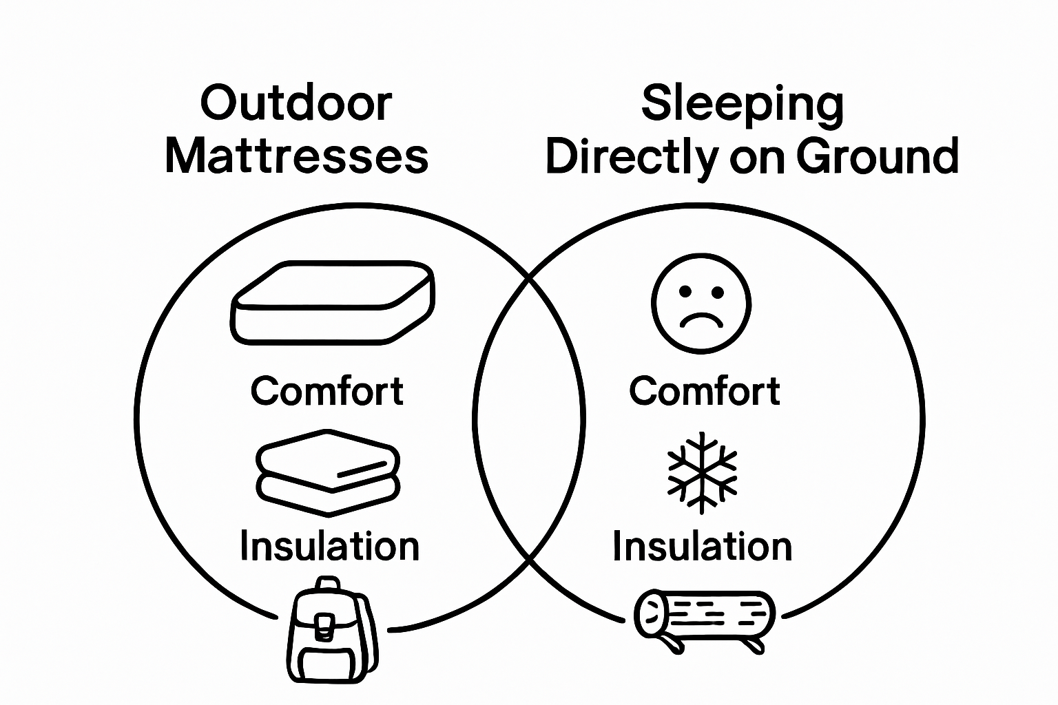 Direct comparison outdoor mattress versus ground sleep