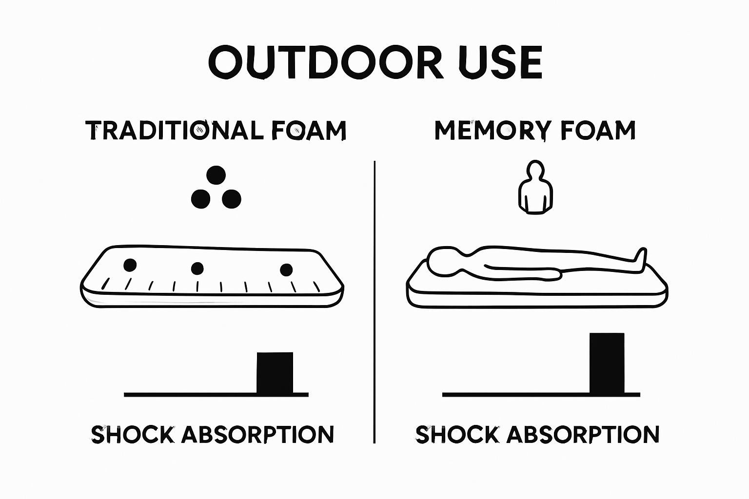 Infographic comparing memory foam and traditional foam for outdoor comfort