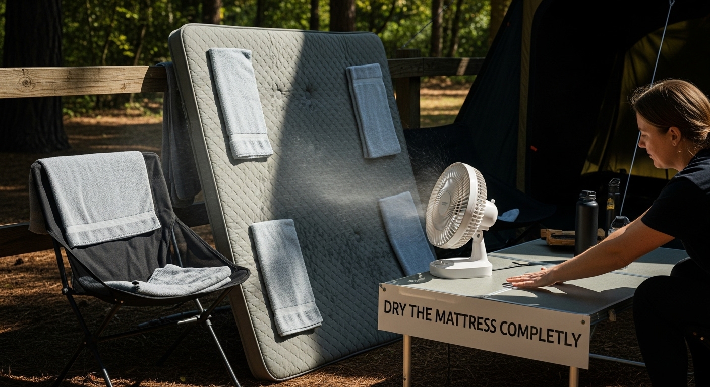 camp mattress drying process